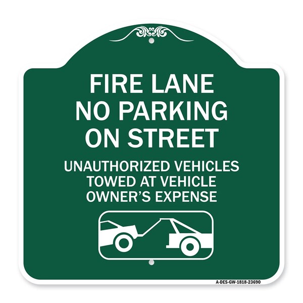 Signmission No Parking on Street Unauthorized Vehicles Towed at Vehicle Owners Expense, A-DES-GW-1818-23690 A-DES-GW-1818-23690 - main